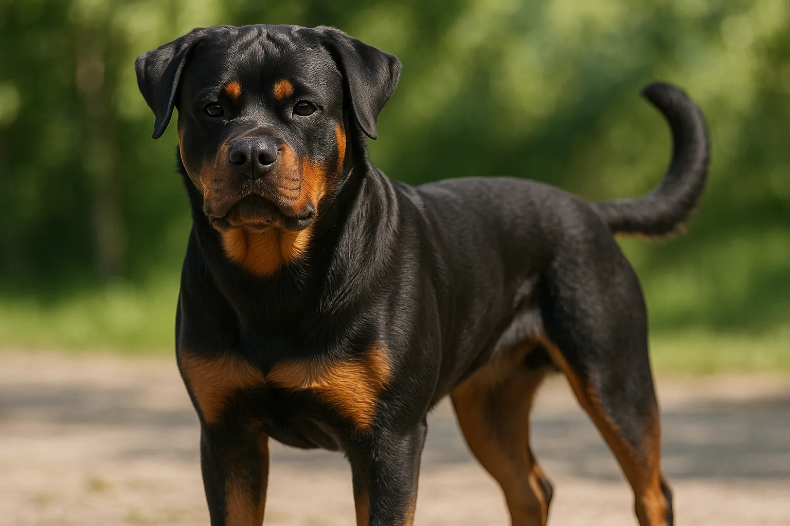 Rottweiler de perfil como referencia de estándar.